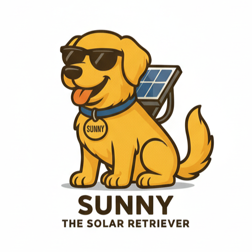 Sunny der Solar-Retriever Maskottchen